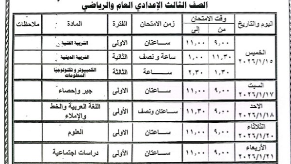 جدول امتحانات الصف الثالث الإعدادي 2026 رسميًا.. مواعيد الترم الأول والثاني كاملة + رابط تسجيل استمارة الشهادة الإعدادية وخطوات التسجيل الصحيحة